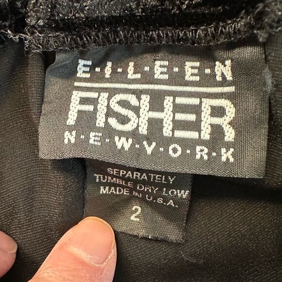 Eileen Fisher New York Black Velvet Silk Blend A Line Midi Pull On Skirt Size 2 - Picture 3 of 9